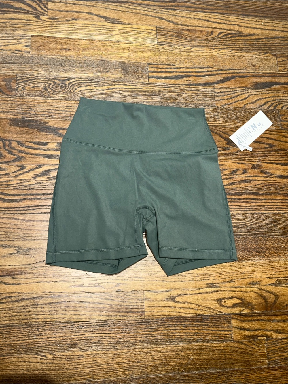 High-Waist Women's Sage/Olive Green Bike Shorts - Picture 8 of 8